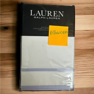 NWT - Ralph Lauren Spencer Border Sateen King Size Pillowcases (set of 2)